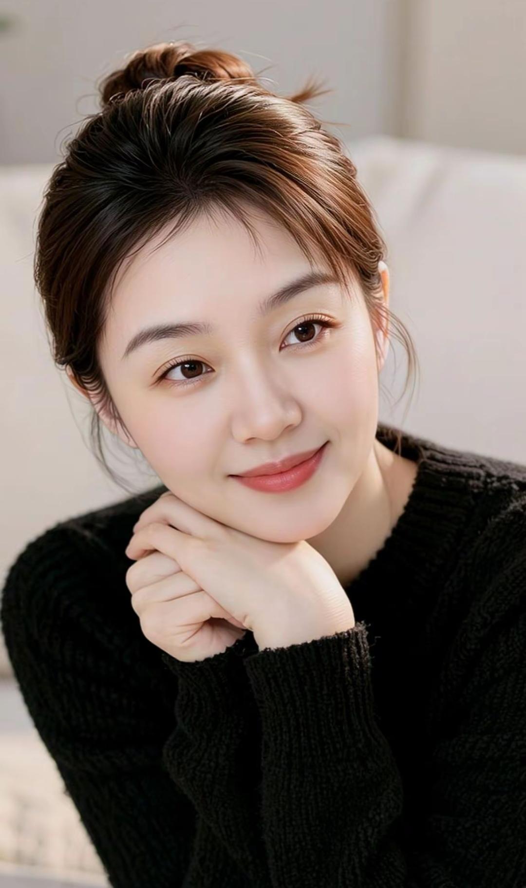 温柔微笑，暖意满满，冬日里的温暖拥抱🌟