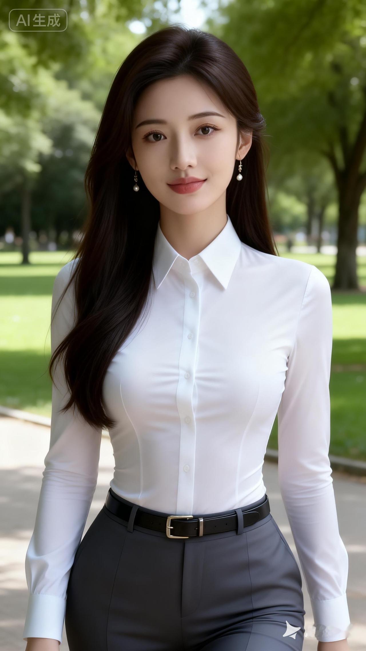 优雅职场风，白衬衫与黑裤的完美搭配，尽显干练气质！💼✨