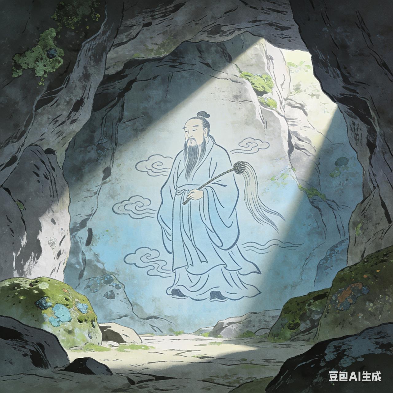 葫芦坳有个山洞，洞底石壁上刻着一幅画像，画的是一位仙师模样，旁边还留有一行小字：