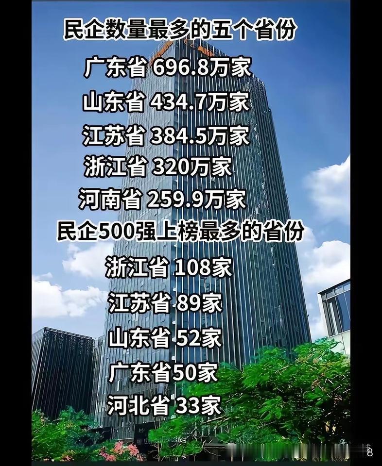 去过浙江的金华市和嘉兴市、杭州市，我一直以为民营企业最多的是浙江省呢。没想到是广