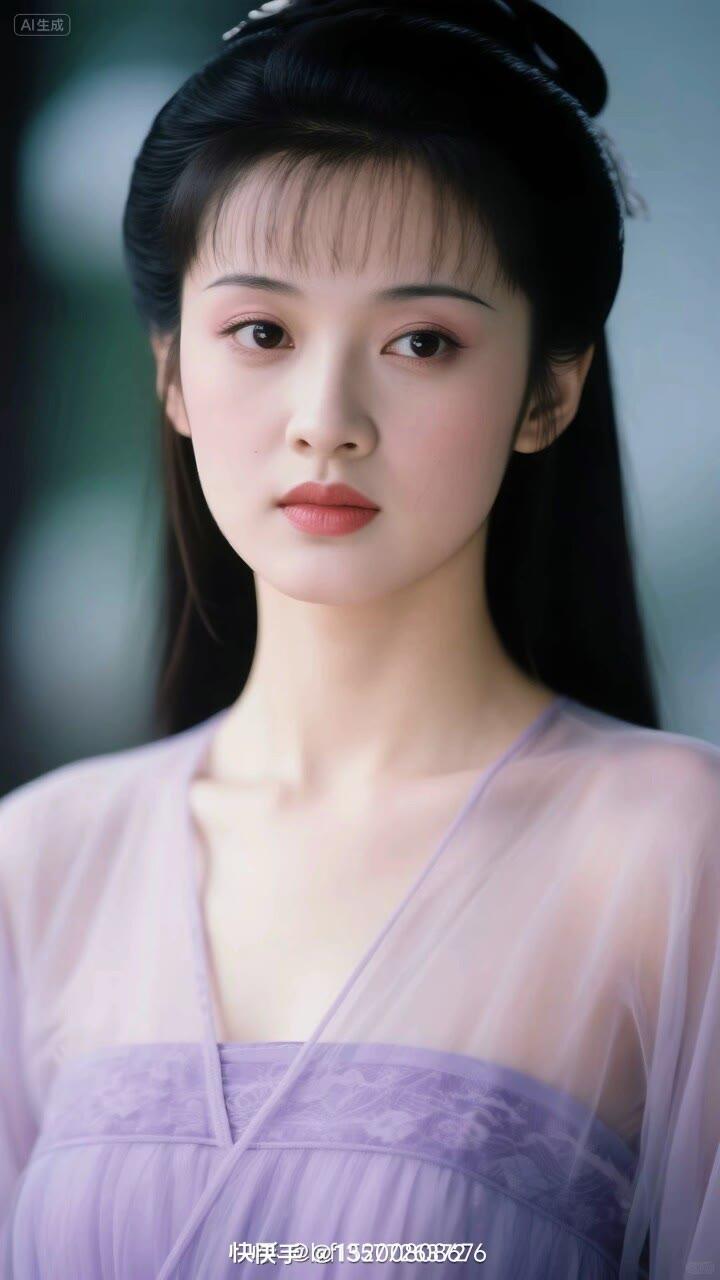 紫衣美人，含情脉脉。