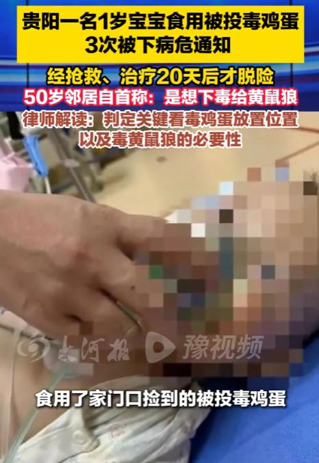 害人不浅啊！”贵州贵阳，老人在家附近捡了个鸡蛋，拿回家后煮了然后搭配奶粉喂给1岁