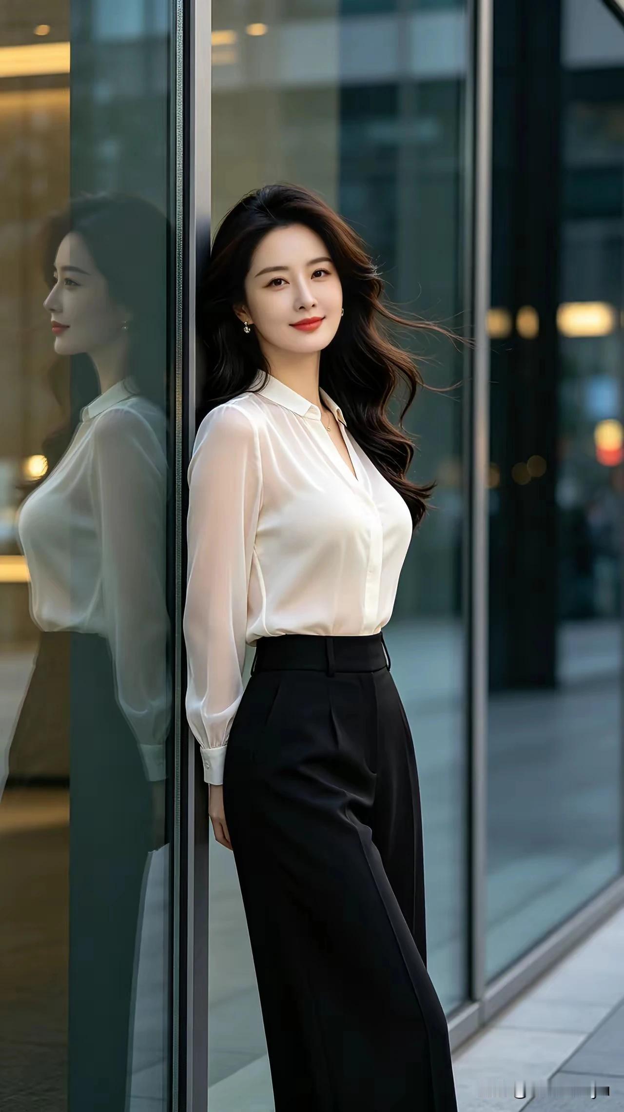 职业女性是职场之花，她们在街头漫步时，便成了城市里一道流动的风景。