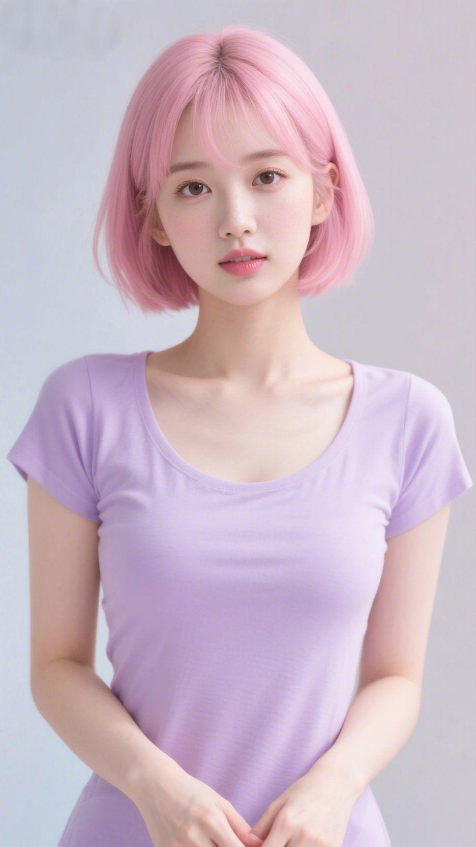 紫韵染柔粉柔粉发梢撞进浅紫衣衫，像揉碎的薰衣草奶糖，裹着一份清甜的温柔。她