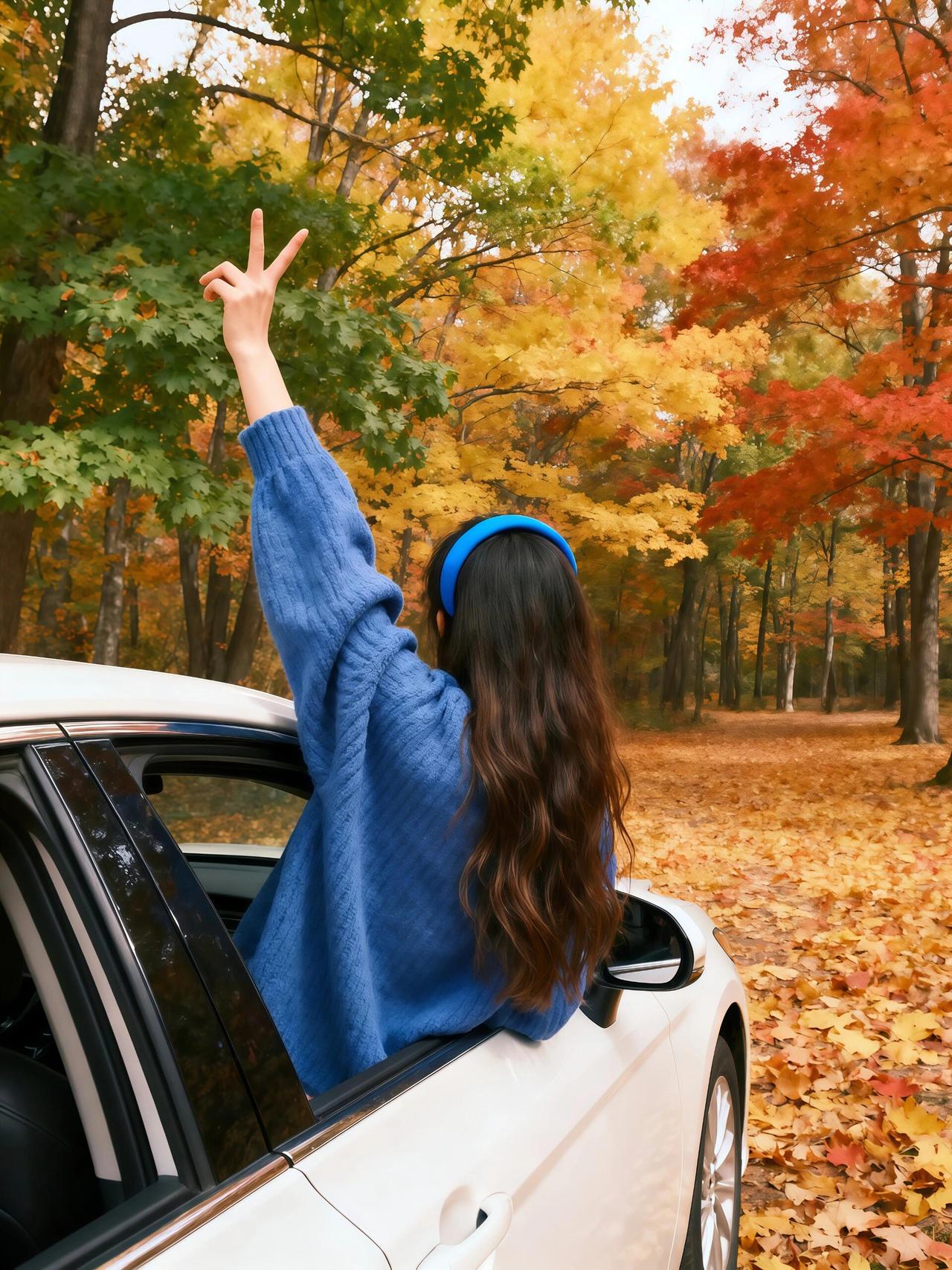 秋日森林中的自由瞬间