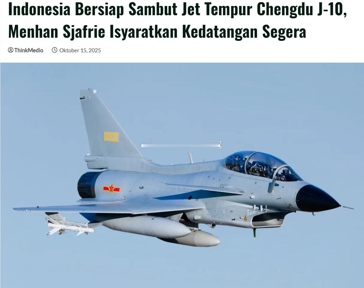 印度尼西亚将采购中国歼-10战斗机10月15日，印度尼西亚国防部长沙姆苏丁称，
