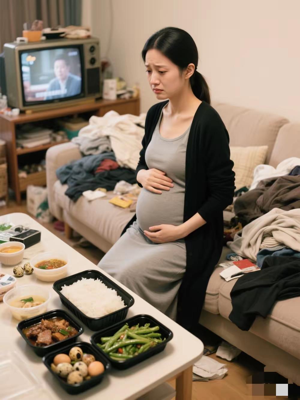 据说河北一名孕妇怀孕六个多月，​因无人照顾，靠外卖生活。​她的老公上班，婆婆