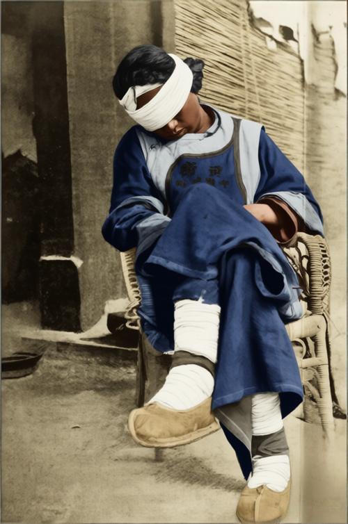 1900年，庚子事变中，一名隶属于董福祥甘军的清军士兵，在头部与腿部受伤后被英军