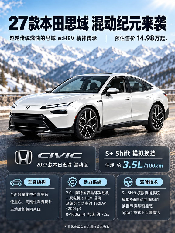 油耗3.5L？新一代思域混动来了