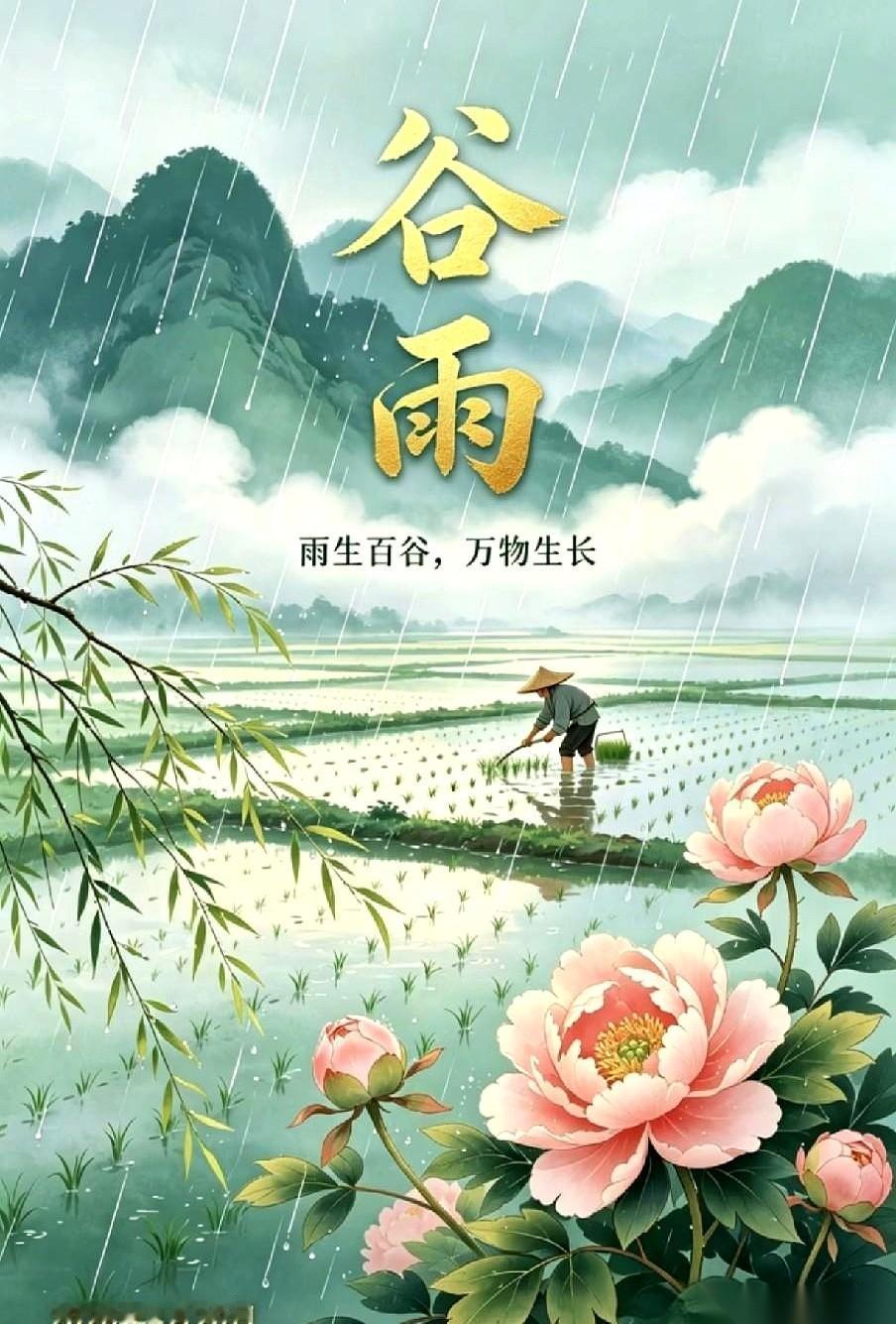4月20日谷雨，春天的最后一场“交班”。这一天，雨生百谷，湿气入骨，是老辈人口