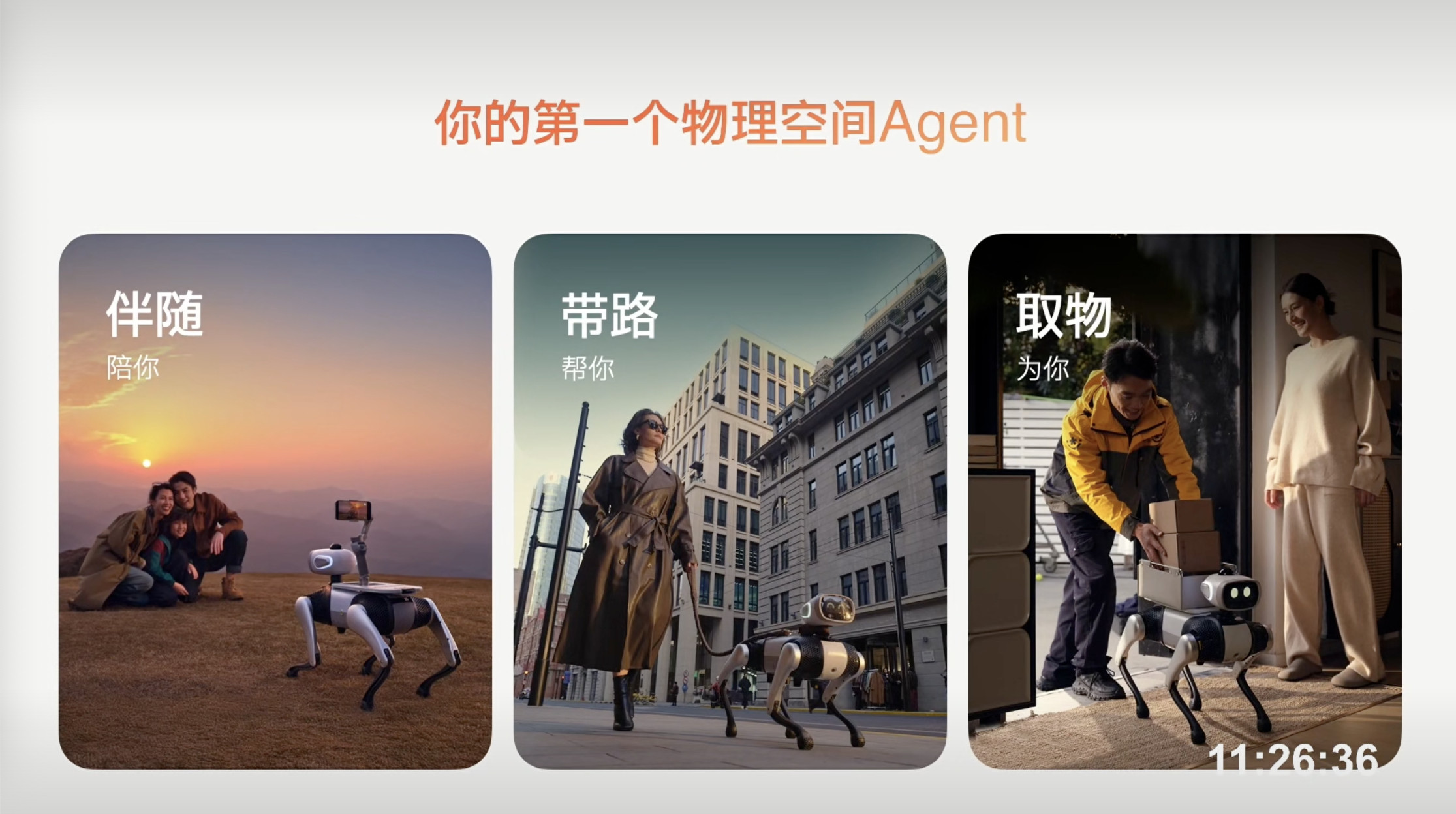 目前这台机器狗能干啥？伴随，带路，取物