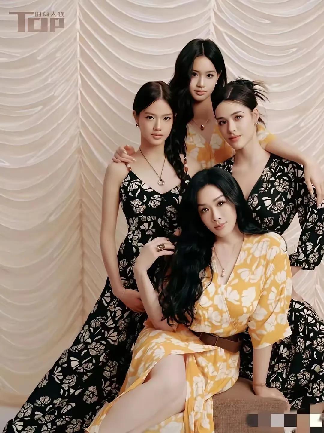 钟丽缇母女同框登杂志，母系美貌惊艳全网家人们，钟丽缇带着三个女儿登上杂志啦