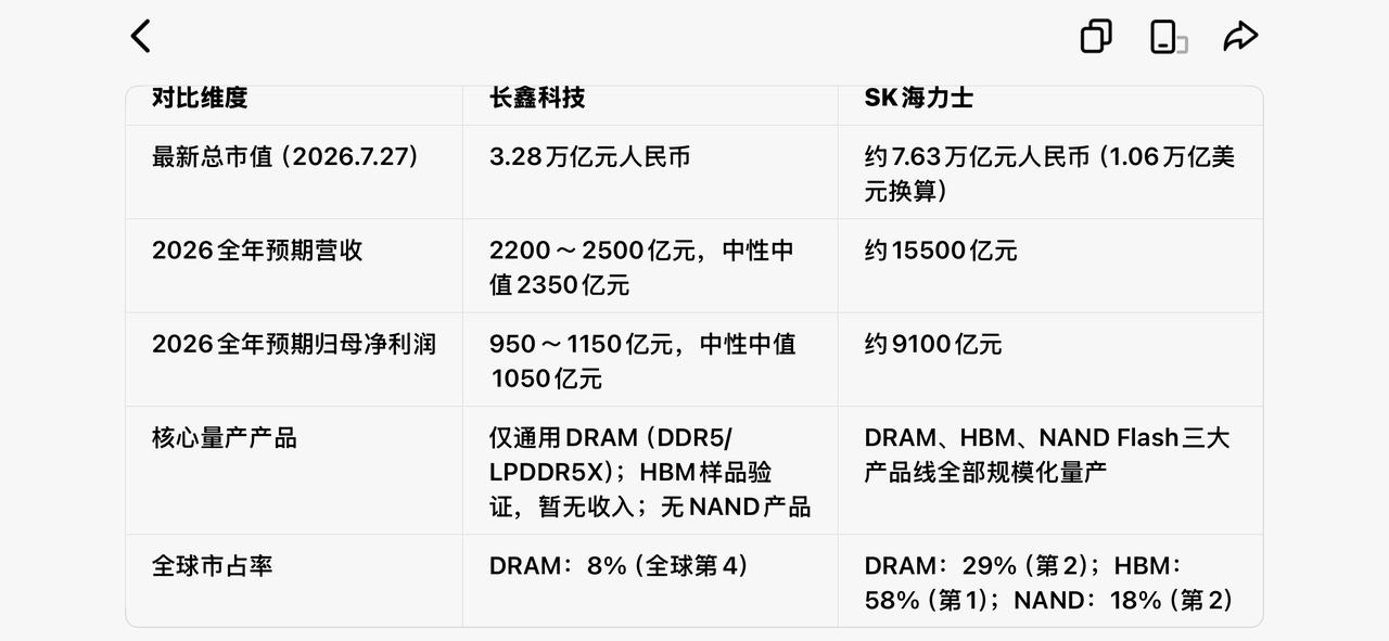 看看长鑫科技VSSK海力士对比，你就知道长鑫科技泡沫有多大了，叠加国产替代和A