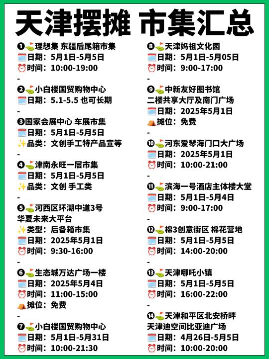 天津5.1假期摆摊去哪里❓市集汇总来啦🌟