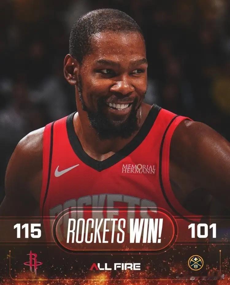 火箭官方真是太偏爱杜兰特了！今天火箭在客场以115：101战胜掘金，取得了一场意