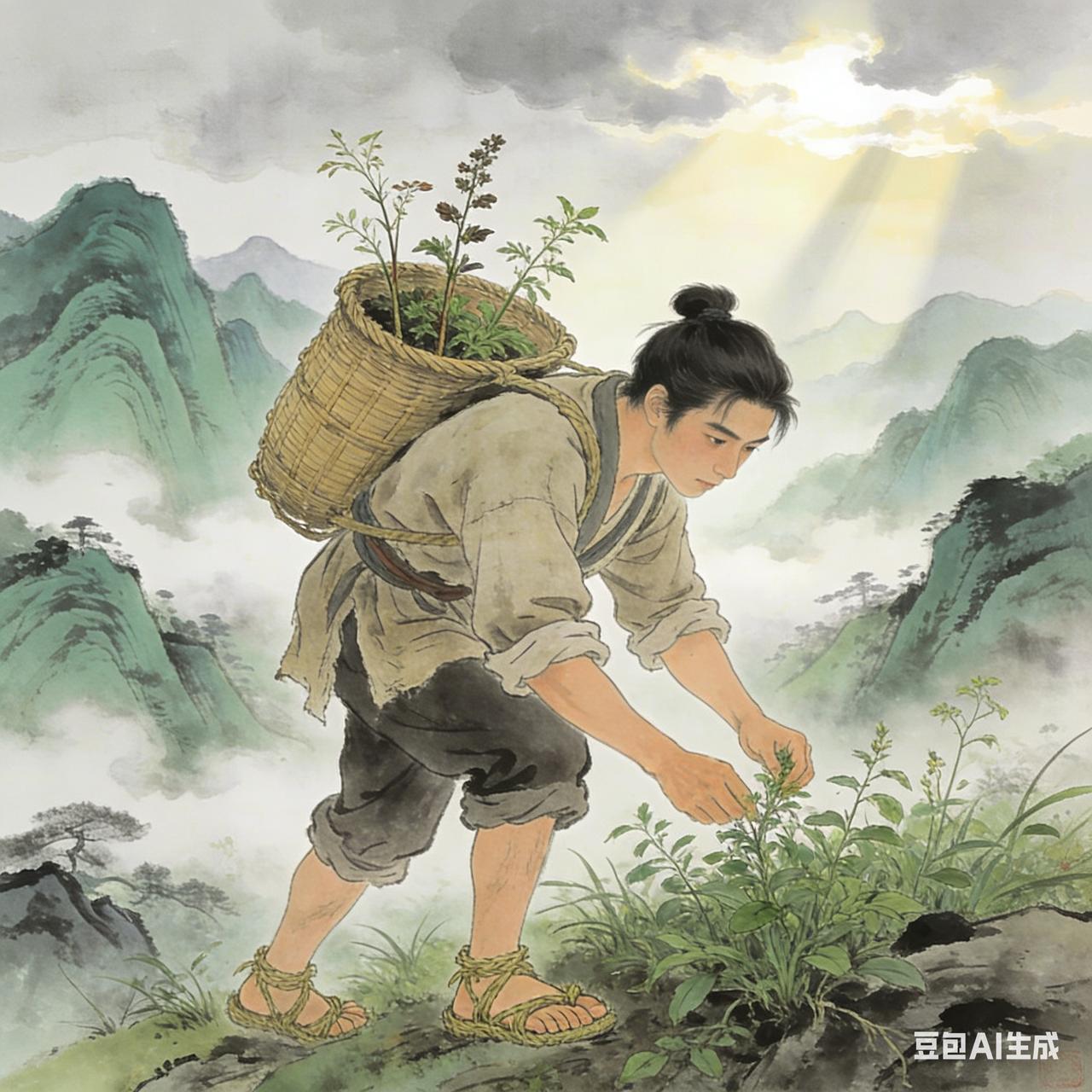 从前，长白山下住着一户农家。他家的小儿子得了一场重病，家里人四处求医，花光了所有