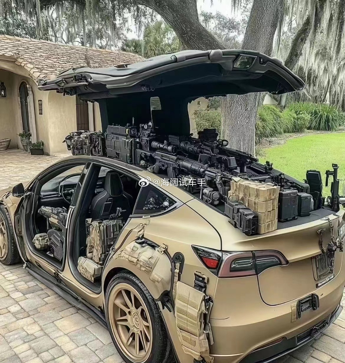 特斯拉战车？？？这玩意能上战场当步战车用了？？？海阔试车超话