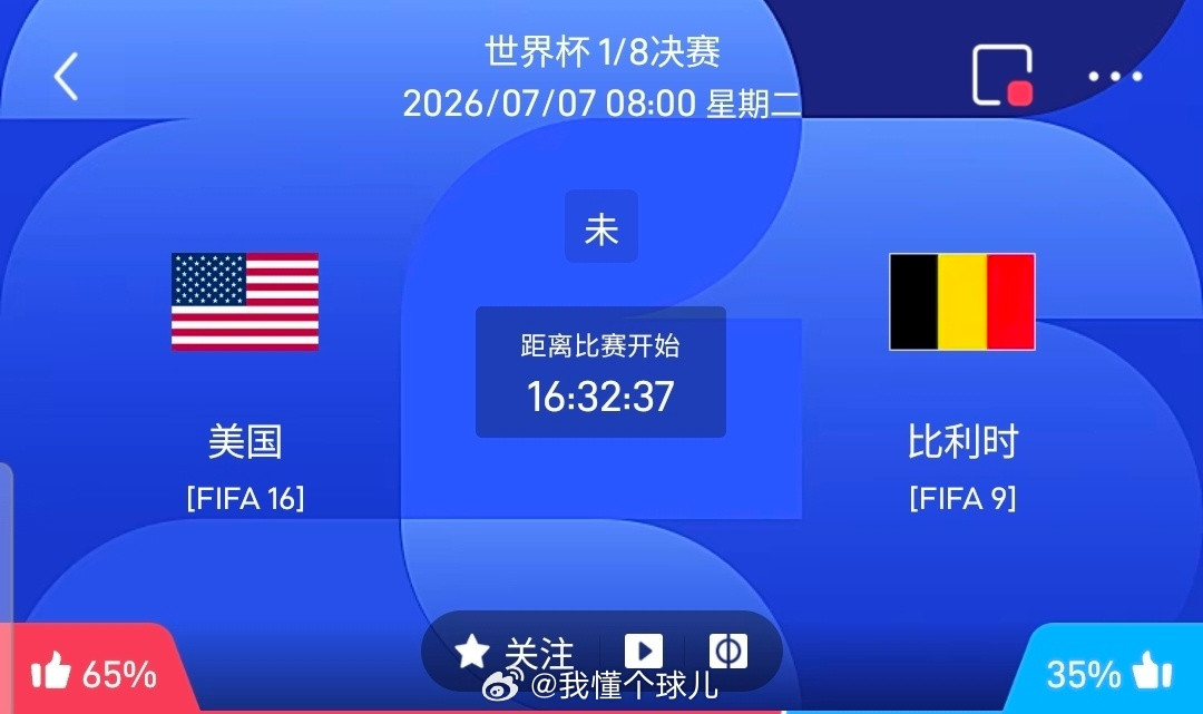 【足球】周一094世界杯方向：美国vs比利时世界杯：美国VS比利时时间：2026
