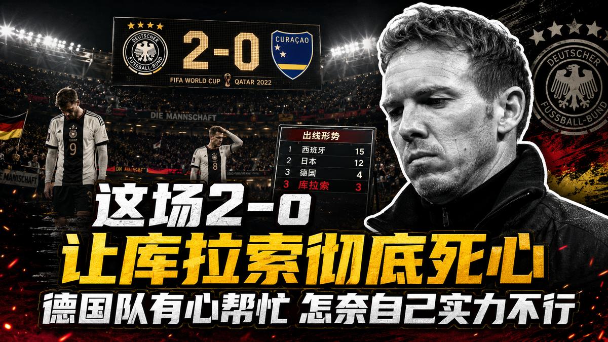 这场2-0，让库拉索彻底死心，德国队有心帮忙，怎奈自己实力不行按照赛前的小组形