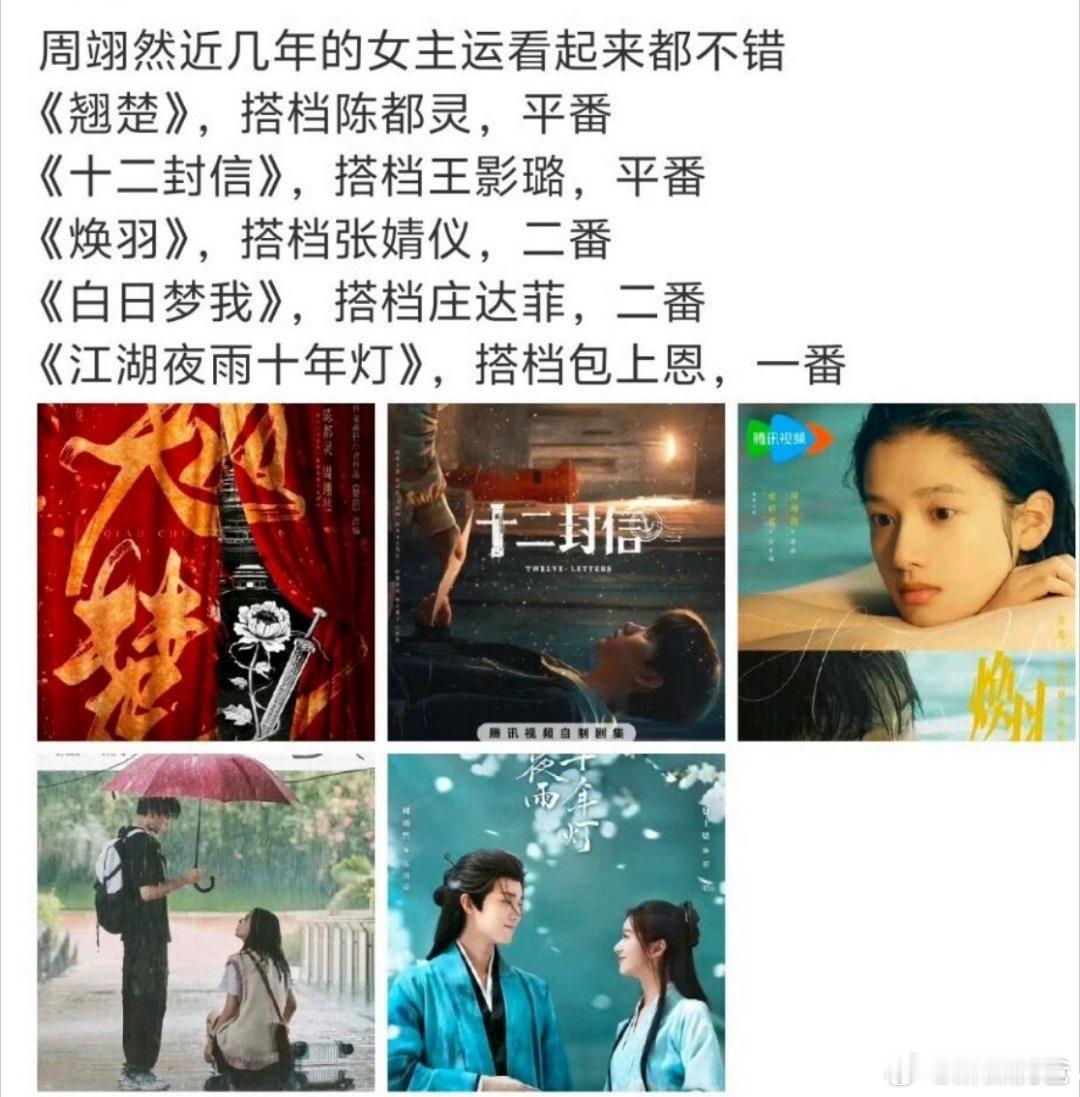 看看周诩然这资源，我忽然有点怜惜陈都灵了耶，怎么说呢，在内娱没有强大的资源投资，