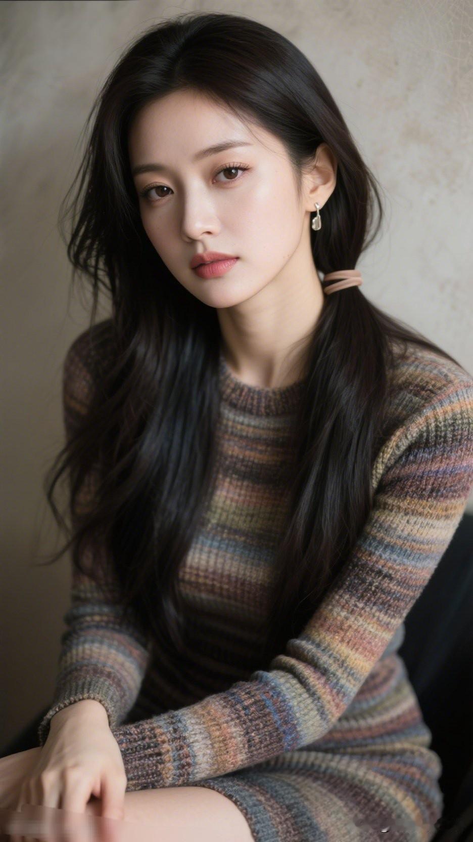 静坐思悠远，红颜似流水。时髦精穿搭秘籍温柔毛衣少女，暖心冬日穿搭