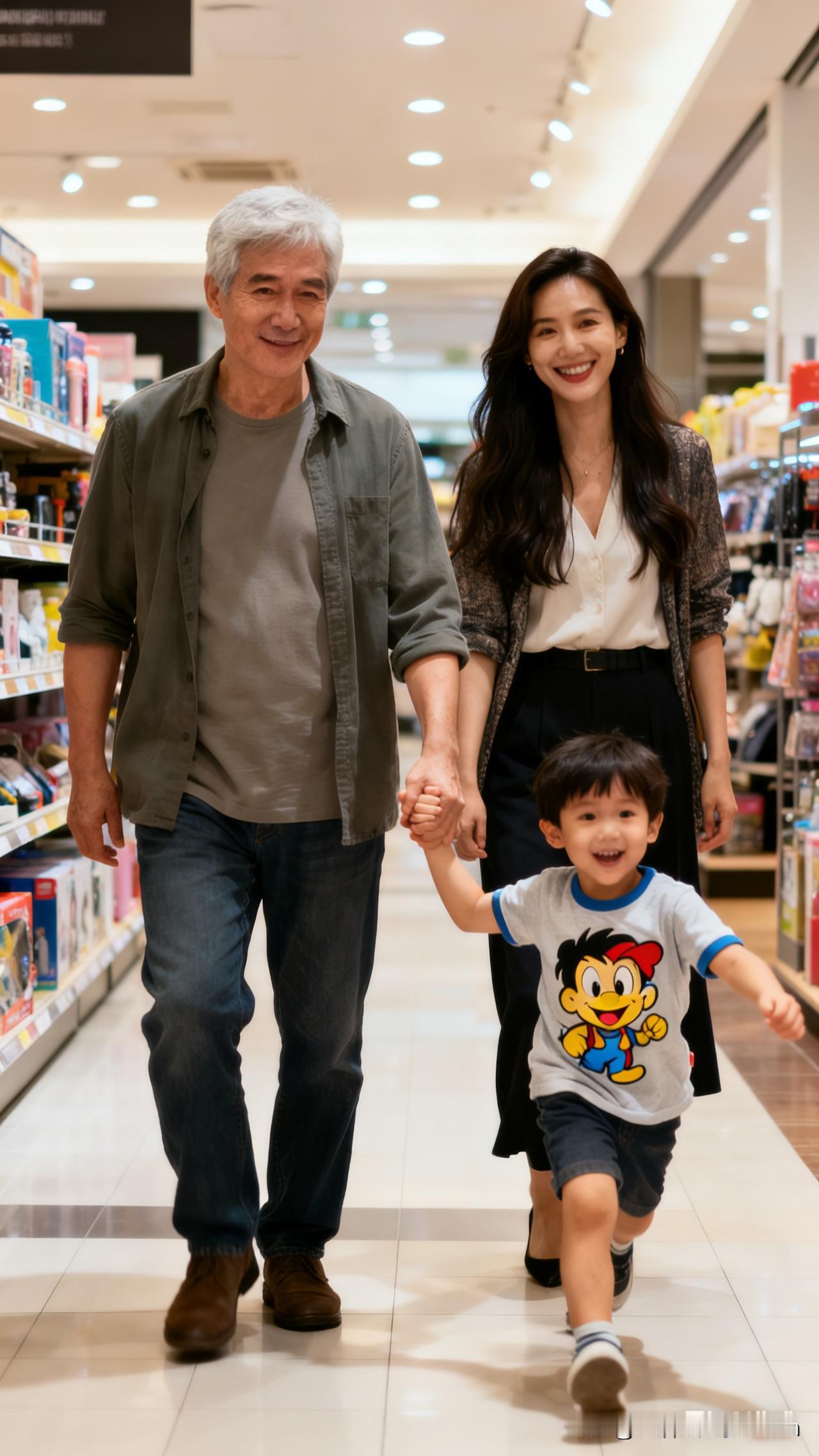 头发一白显老十岁刚才遇到一家子，他们领着五六岁的娃，旁边的老婆看着也就30