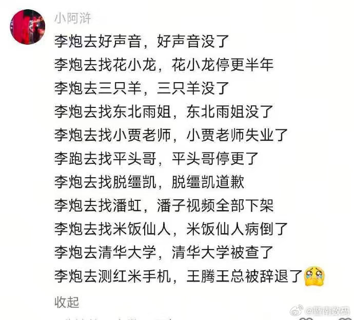 网友评论这位博主叫李炮，见到那个品牌合作，谁会出问题？？真的假的？李炮去好声音，