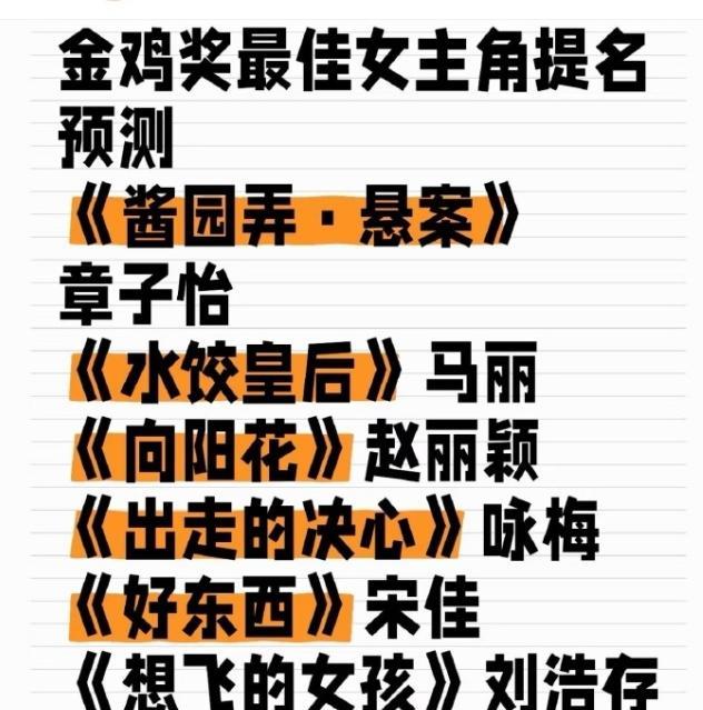 金鸡奖预测也热火朝天的赵丽颖粉丝希望可以凭借《向阳花》提名影后，杨幂粉丝希望可