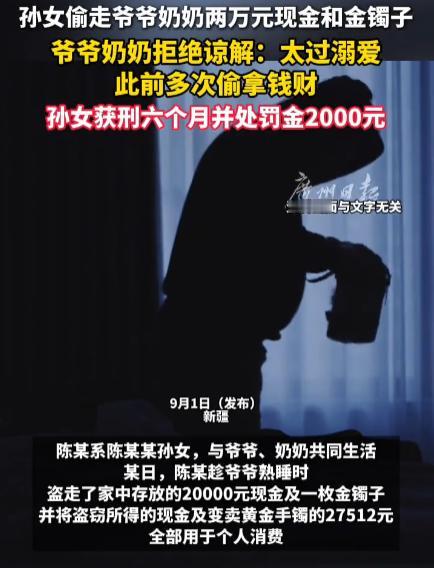 “确实不该谅解！”新疆塔城，孙女偷了奶奶存放在家中的20000元现金，还偷了奶奶