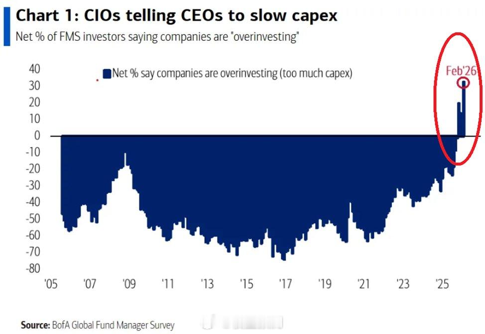 华尔街认为，大型科技公司的大规模资本支出不可持续：35%的全球基金经理表示，这些