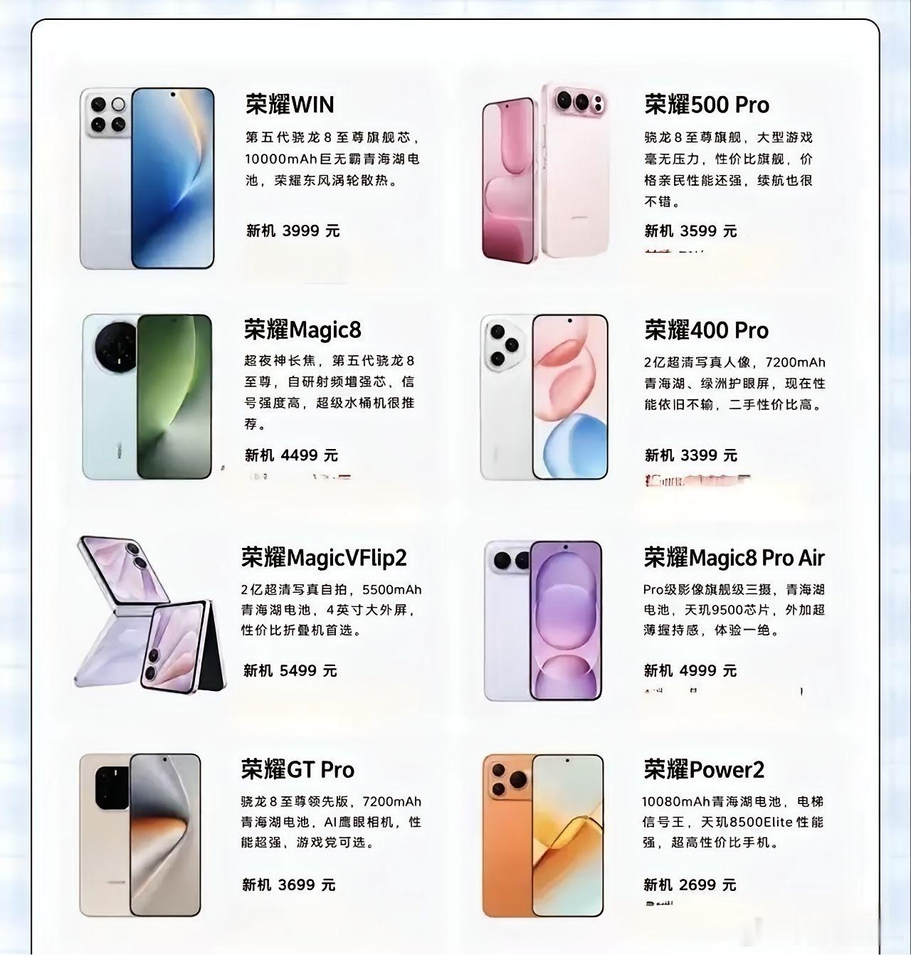 荣耀多款新机定价诚意拉满，性价比直接拉满。四千九百九十九元的Magic8Pro