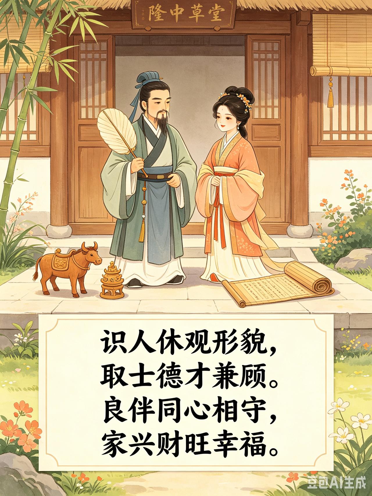 小故事诸葛择妻年轻诸葛孔明，俊彦博览群书，胸怀治国良策