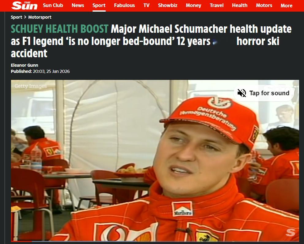 英媒体称舒马赫并未卧床不起有意思，舒马赫明明已经醒了12年了，但每年都会“醒了醒