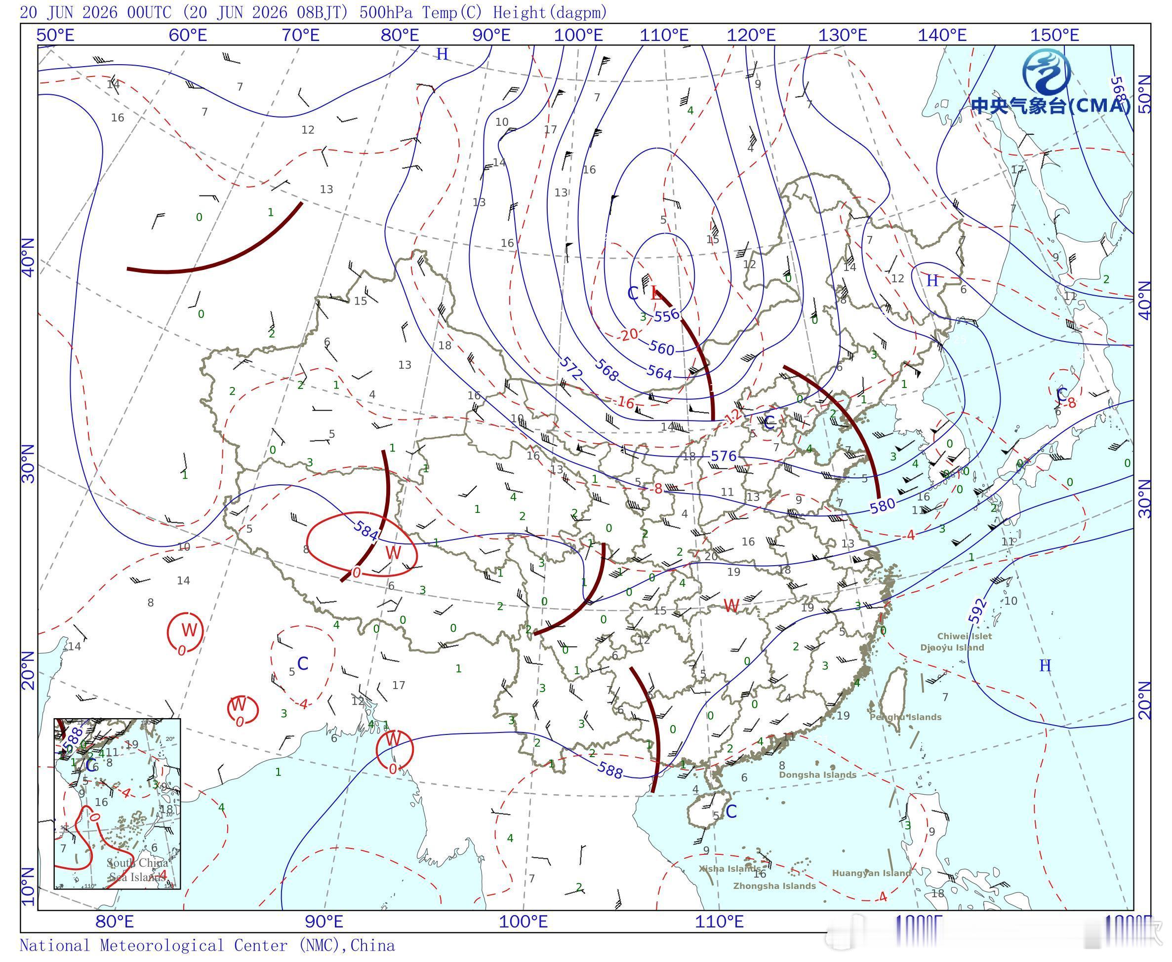 【大气中的涡旋】结合今天云图和形势场，可见蒙古和俄罗斯交界一带有高空冷涡，朝鲜半