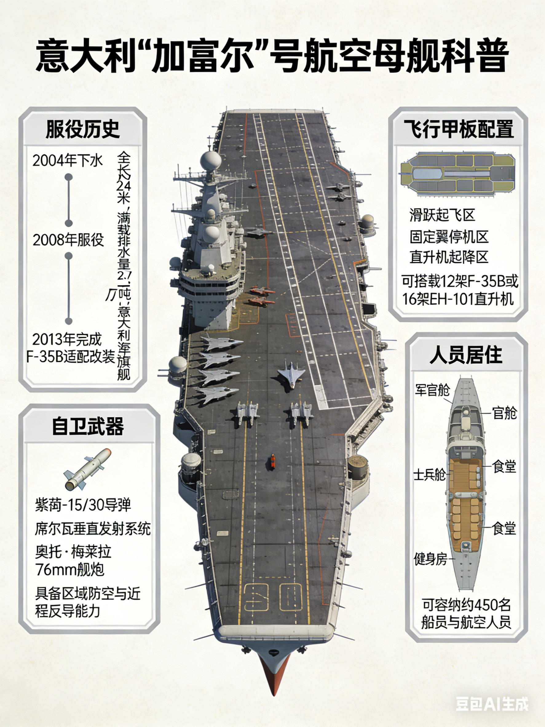 军事ai新视野意大利“加富尔”号航空母舰“加富尔”（Cavour）号航空母