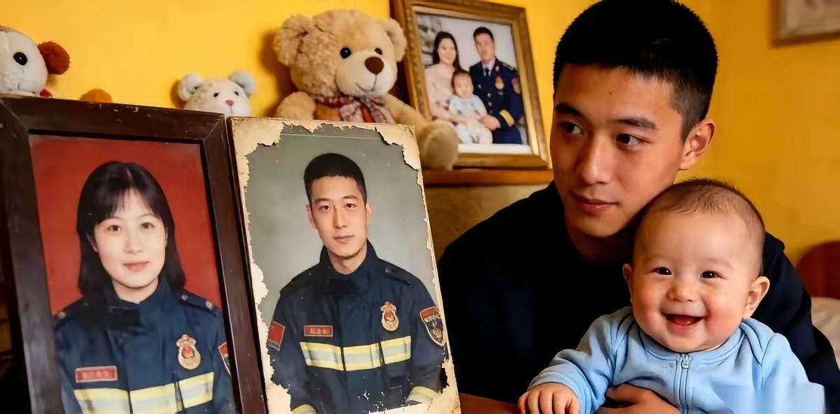 他才一岁，什么都不懂，还对着爸妈遗像笑得一脸天真，可抱着他的舅舅，心