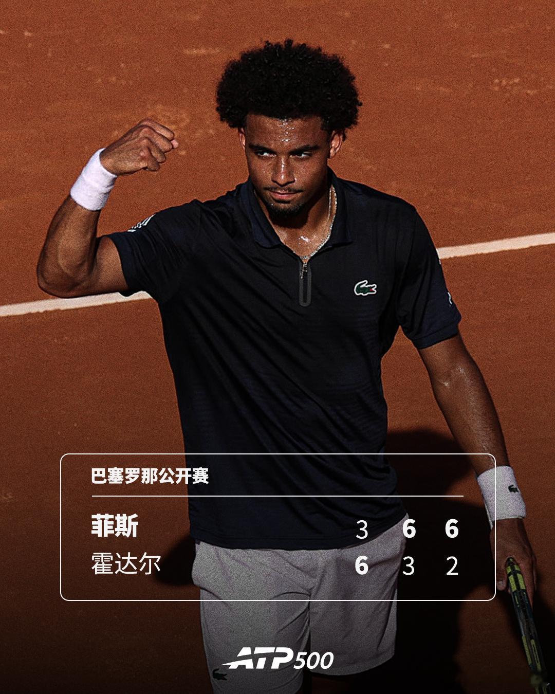 菲斯逆转晋级决赛💪ATP500巴塞罗那公开赛半决赛，菲斯以3-66-36