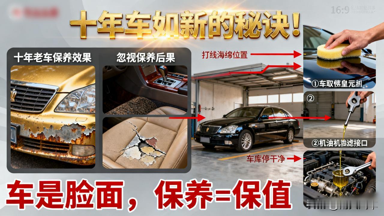 为啥别人的车开了十年还崭新，你的却像破铜烂铁？看到一辆老皇冠，车漆锃亮，内饰