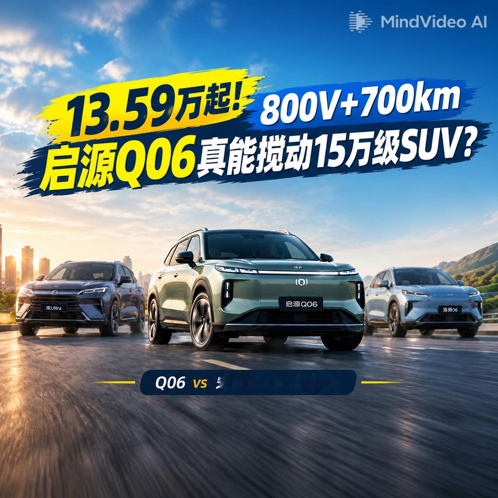 13.59万起！800V+700km，启源Q06真的能打？长安启源Q06上市，限时13.59万起。8