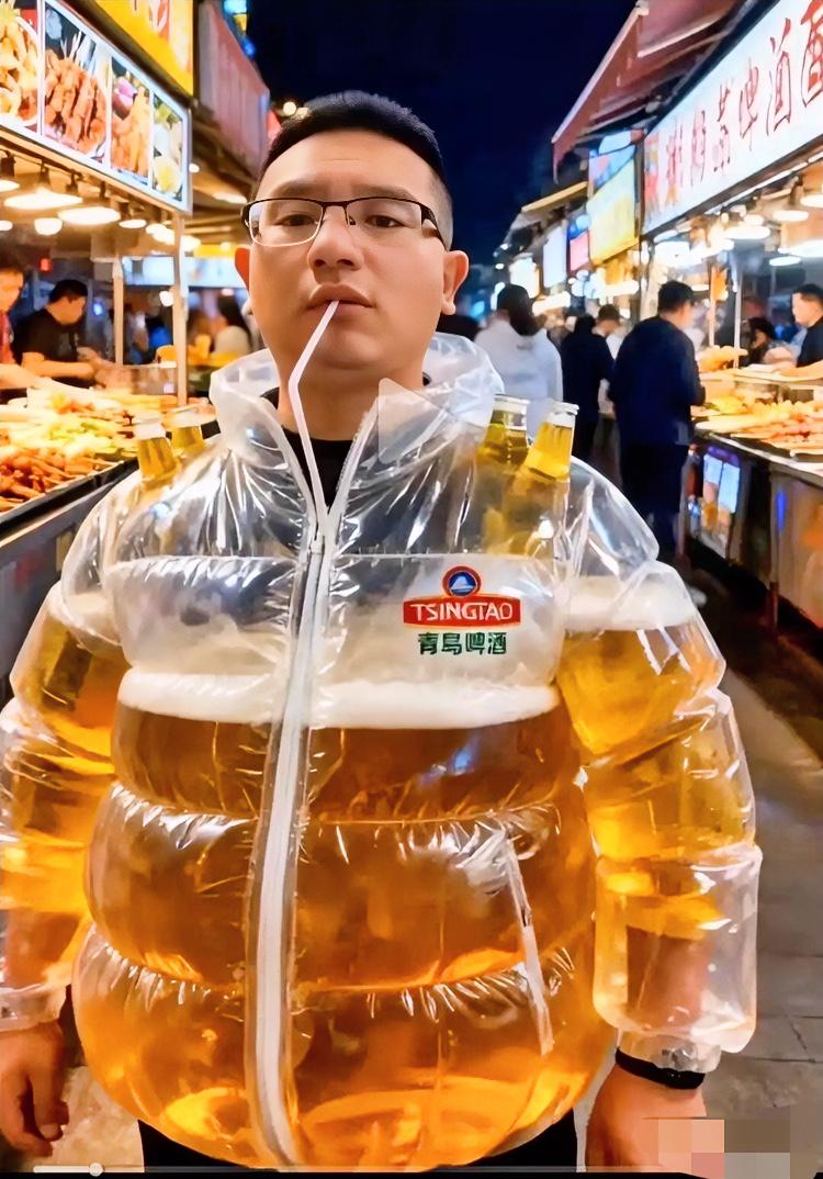 这“啤夹克”要是被巴黎世家盯上，不得标价十万+？毕竟人家连垃圾袋、破洞鞋都能卖上