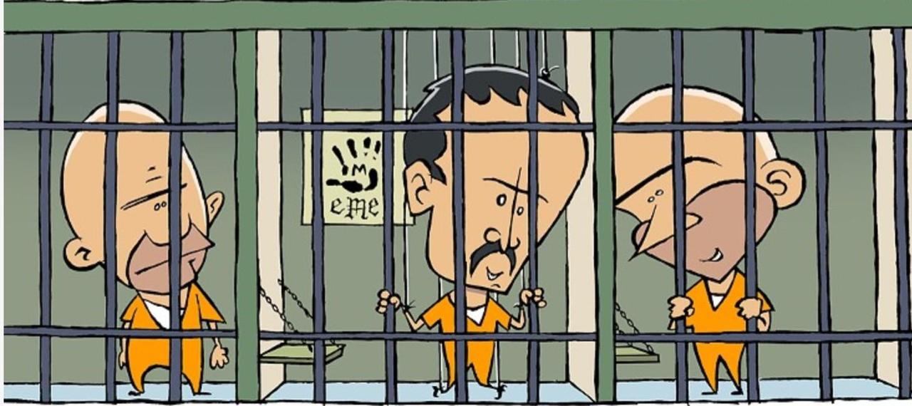 笑话（742）监狱里犯人们提前完成了生产任务，三三两两围在一起吹牛皮，一个中