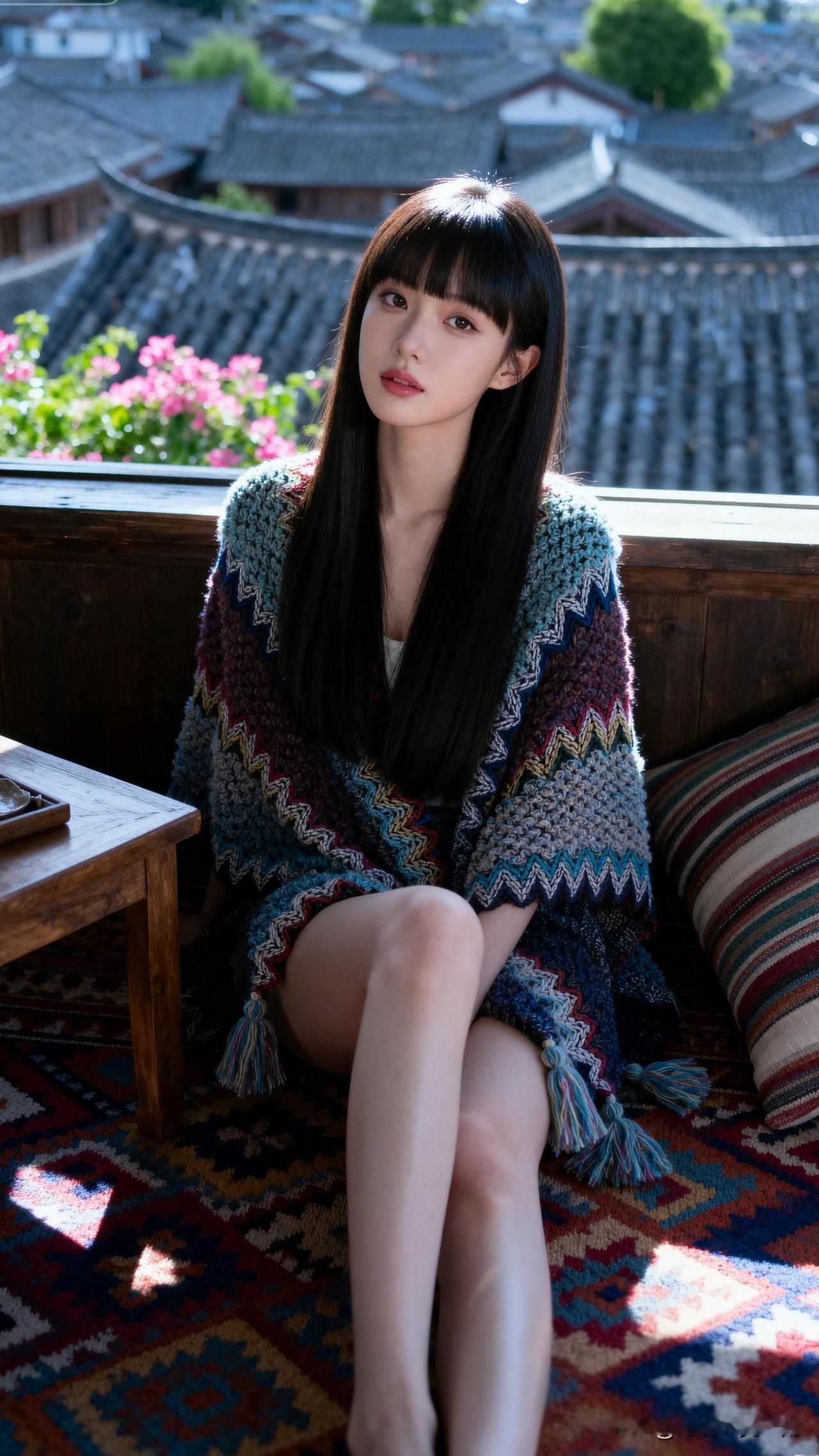 窗明几净，少女倚窗。分享美丽图片。窗边少女，静享阳光洒落的温暖时光🌞💐