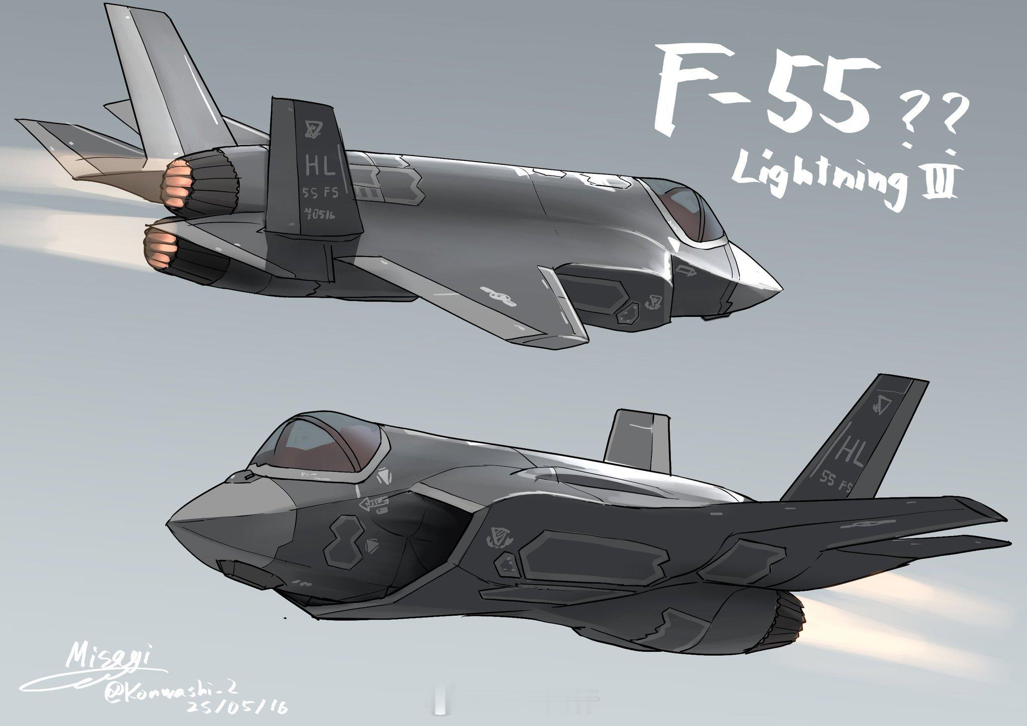 川普满足：F-55想象图，F-35为基础，双发，有什么问题？航空航空创作