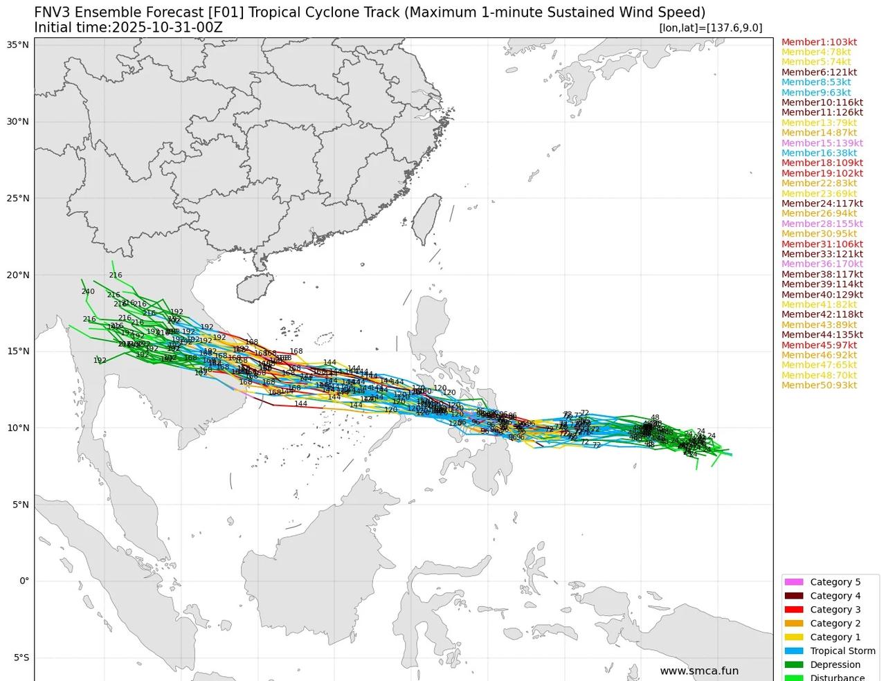 台风海鸥将在48小时内生成，趋向进入南海目前位于菲律宾以东洋面台风胚胎，正在缓