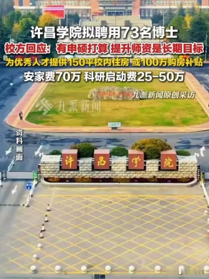 许昌学院这么有实力的吗？招聘博士研究生73名，为优秀人才提供校内150平住房或者