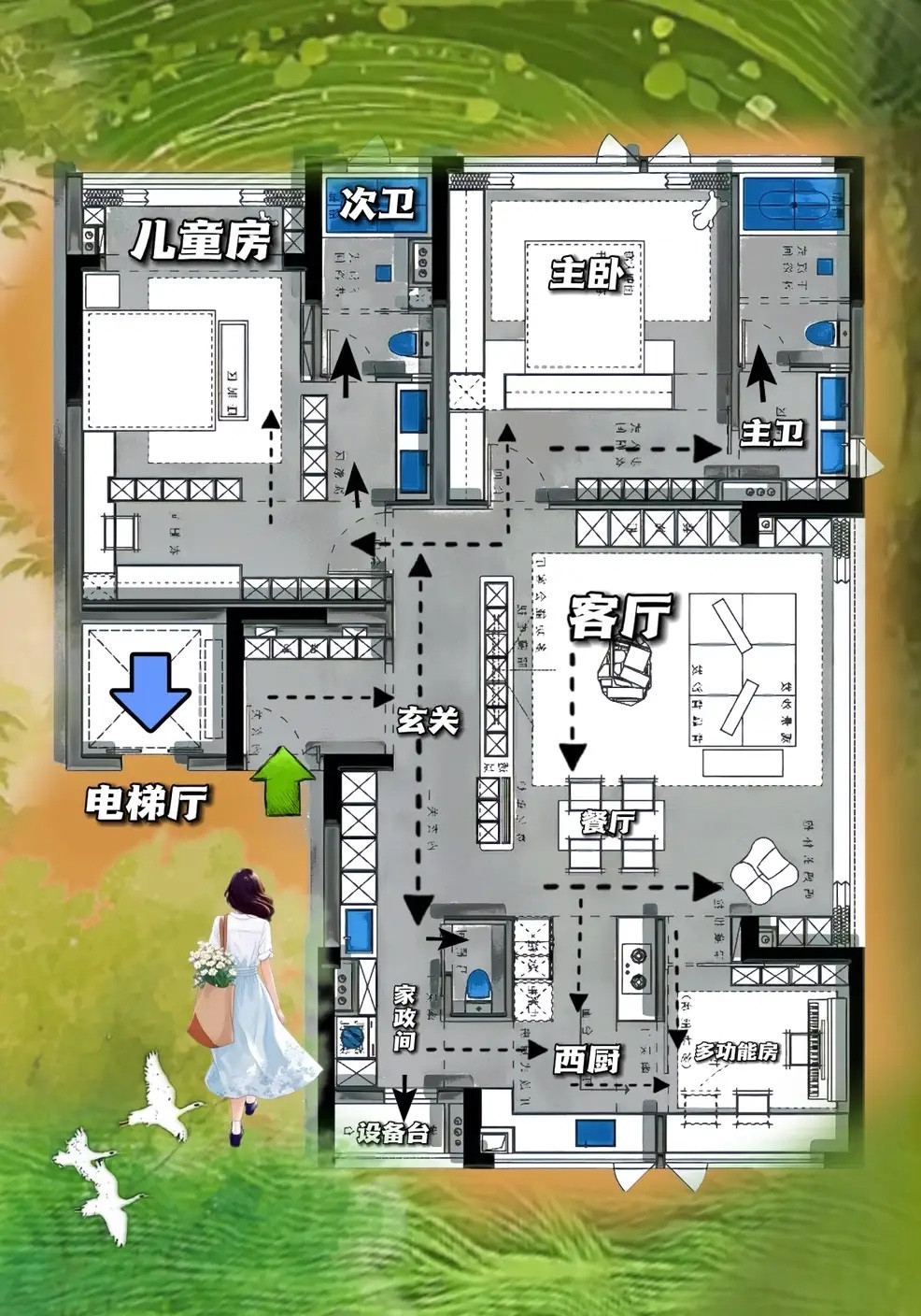 150㎡不要客厅,要柜子,3条洄游线,让收纳与格局双双封神!