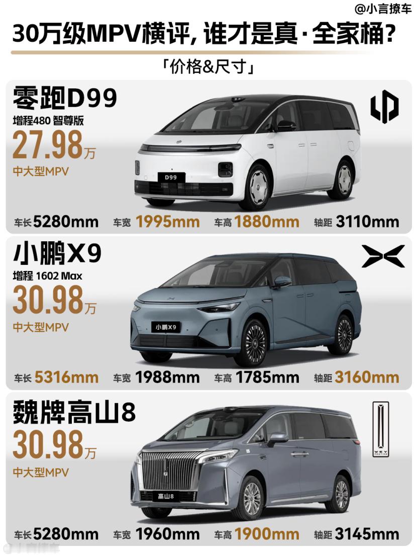 MPV这个市场，今年格外热闹。30万预算想买台MPV，高山8、X9增程...