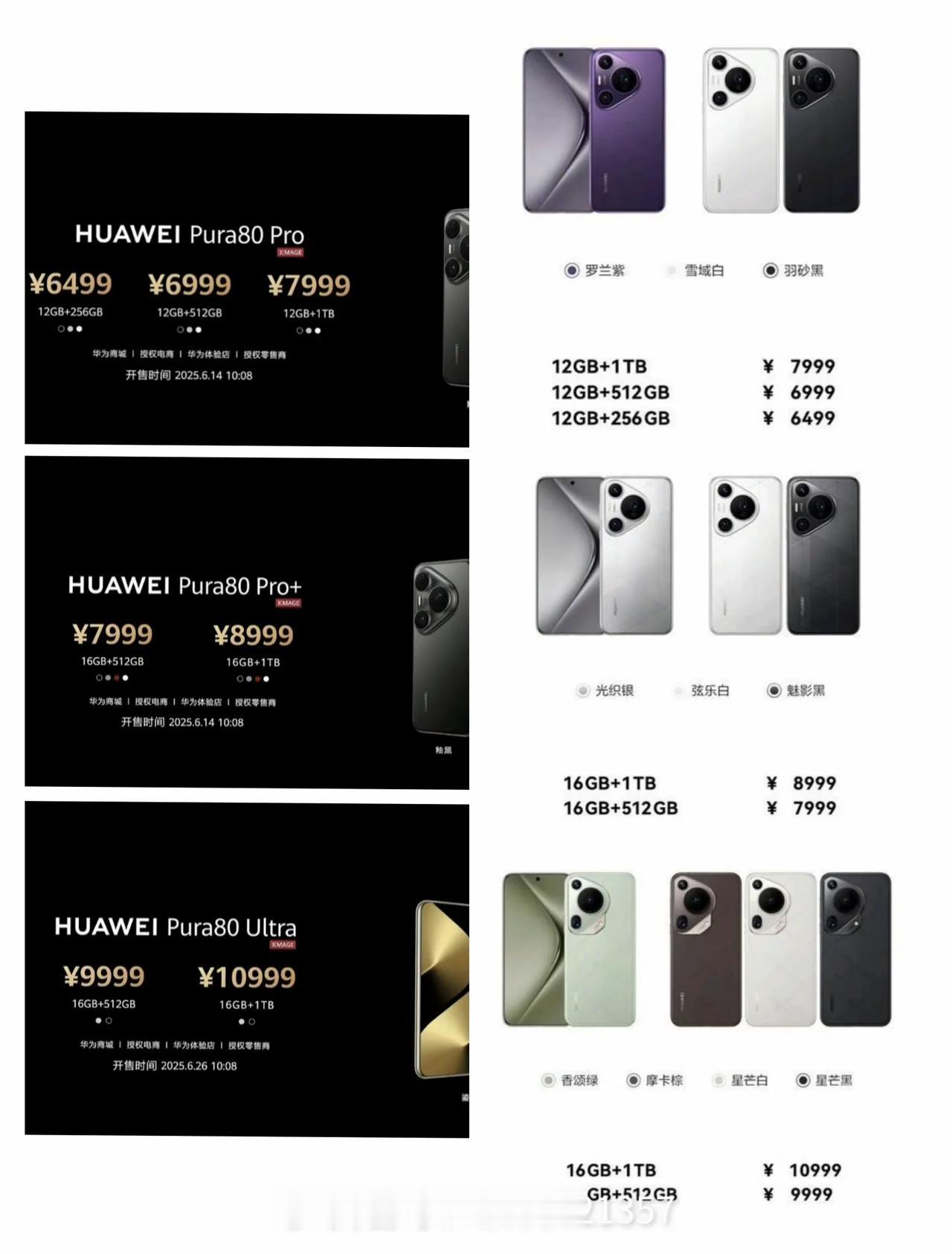 华为Pura80上市公布价格。没有一点点意外，6499的起步价！国内友商终