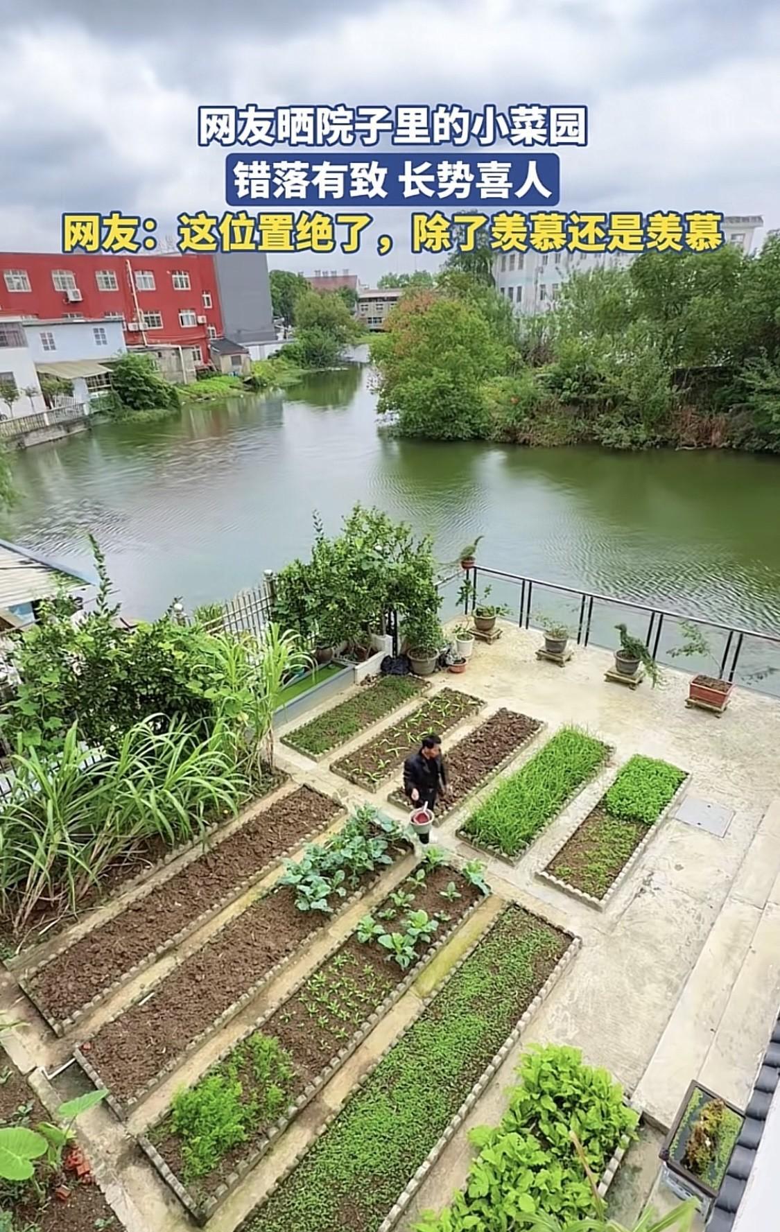这栋自建房,要把钓鱼佬羡慕死😡😡除了一片菜园子,旁边还有一条河,