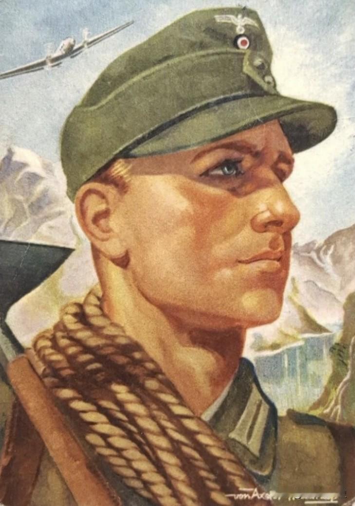 二战绘画作品：德意志军人二战油画士兵绘画﻿﻿历史二战